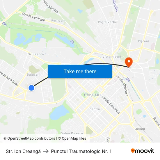 Str. Ion Creangă to Punctul Traumatologic Nr. 1 map