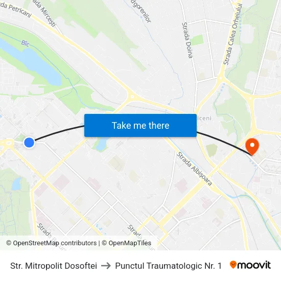 Str. Mitropolit Dosoftei to Punctul Traumatologic Nr. 1 map