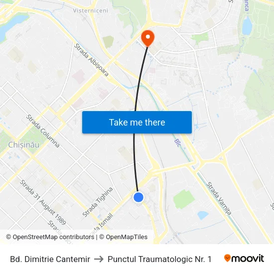 Bd. Dimitrie Cantemir to Punctul Traumatologic Nr. 1 map