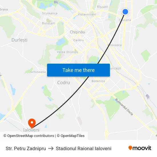 Str. Petru Zadnipru to Stadionul Raional Ialoveni map