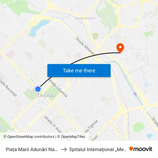 Piața Marii Adunări Naționale to Spitalul Internațional „Medpark” map