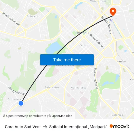 Gara Auto Sud-Vest to Spitalul Internațional „Medpark” map