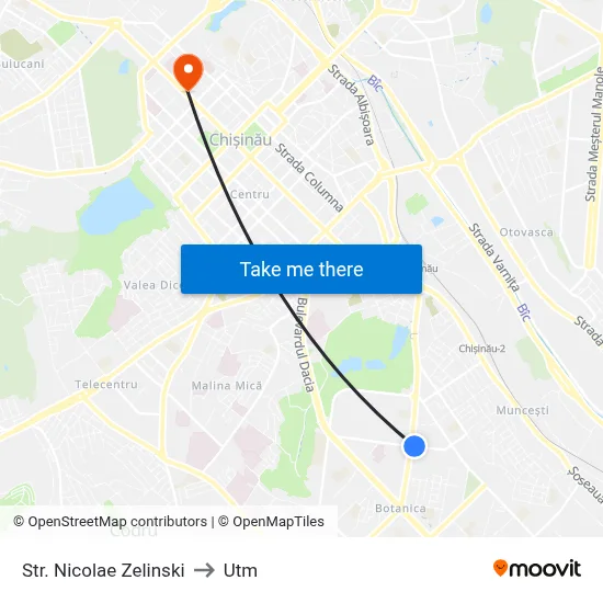 Str. Nicolae Zelinski to Utm map