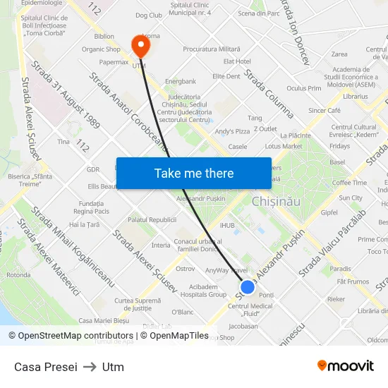 Casa Presei to Utm map