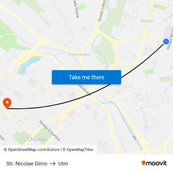 Str. Nicolae Dimo to Utm map