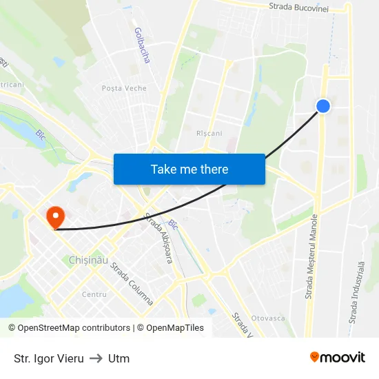 Str. Igor Vieru to Utm map