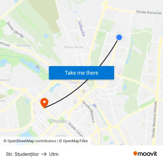Str. Studenților to Utm map