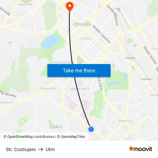 Str. Costiujeni to Utm map