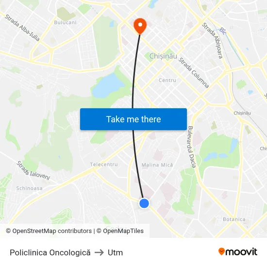 Policlinica Oncologică to Utm map