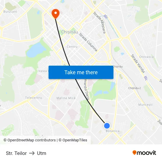Str. Teilor to Utm map