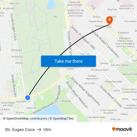 Str. Eugen Coca to Utm map