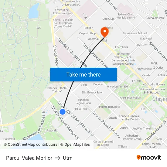 Parcul Valea Morilor to Utm map