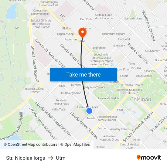 Str. Nicolae Iorga to Utm map