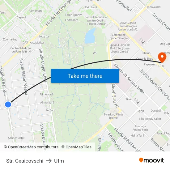 Str. Ceaicovschi to Utm map