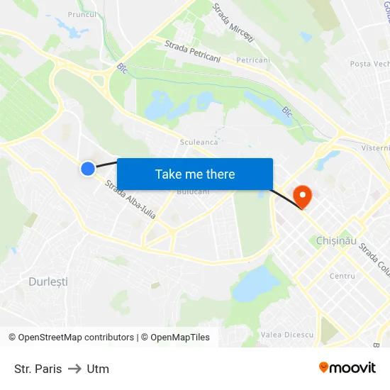 Str. Paris to Utm map