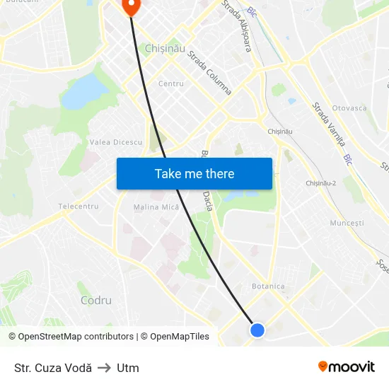Str. Cuza Vodă to Utm map