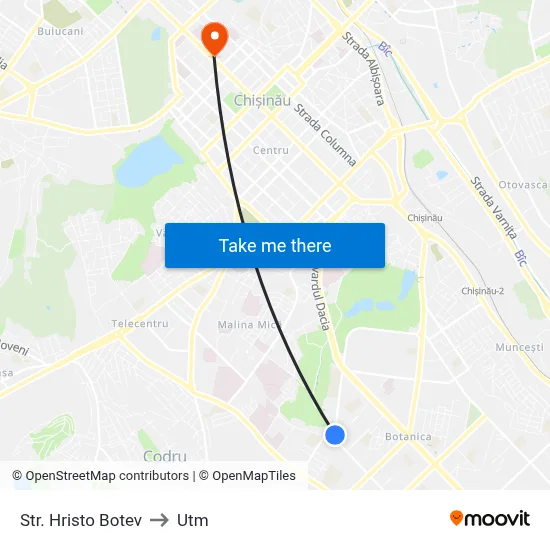 Str. Hristo Botev to Utm map