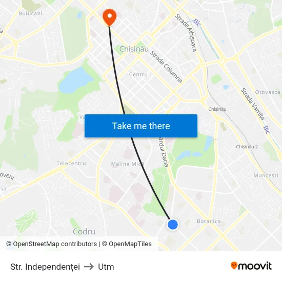 Str. Independenței to Utm map