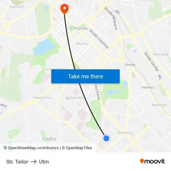 Str. Teilor to Utm map