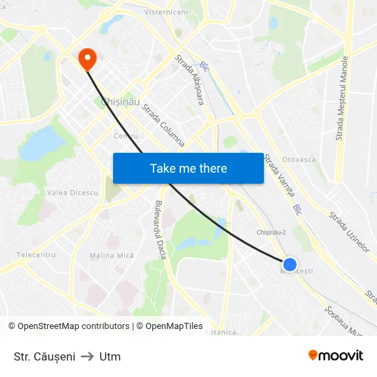 Str. Căușeni to Utm map