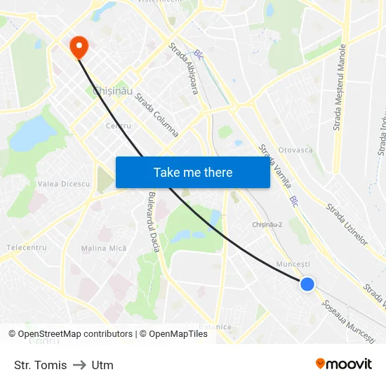 Str. Tomis to Utm map