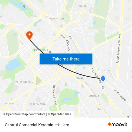 Centrul Comercial Keramin to Utm map