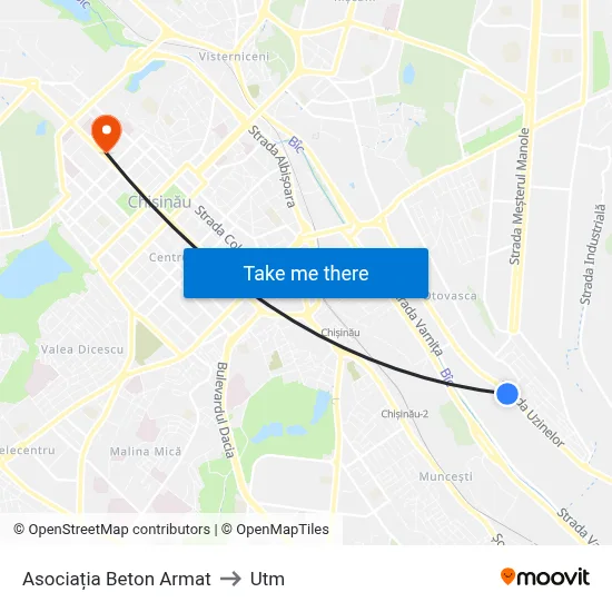 Asociația Beton Armat to Utm map