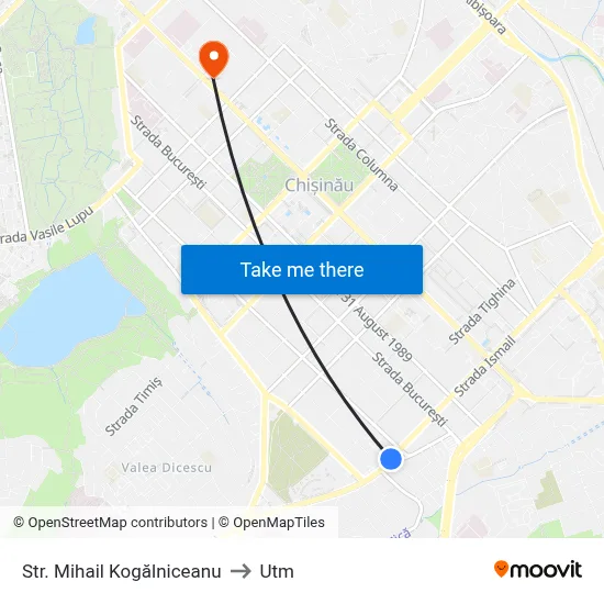 Str. Mihail Kogălniceanu to Utm map