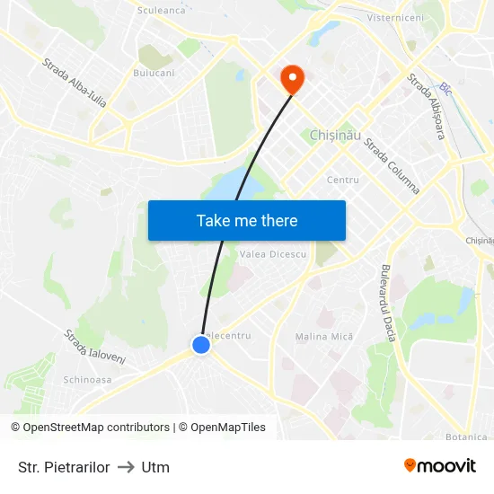 Str. Pietrarilor to Utm map