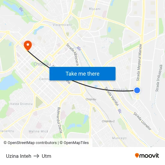 Uzina Inteh to Utm map