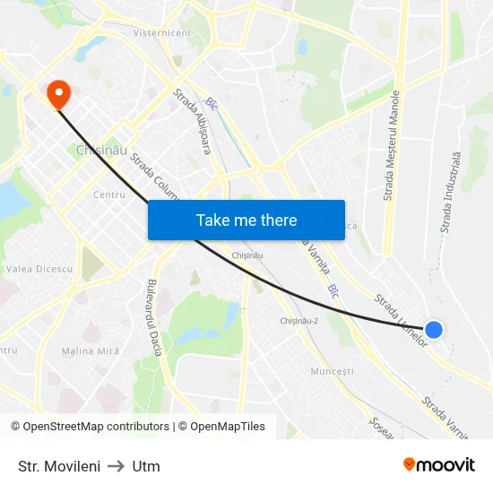 Str. Movileni to Utm map