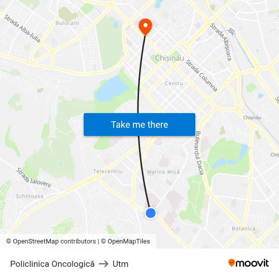 Policlinica Oncologică to Utm map