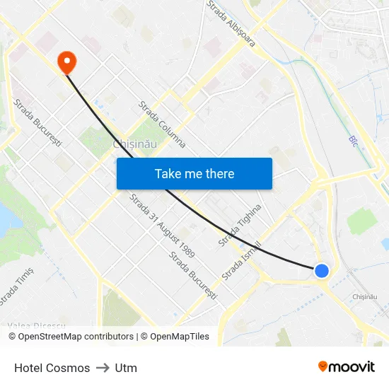 Hotel Cosmos to Utm map