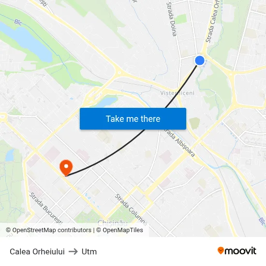 Calea Orheiului to Utm map