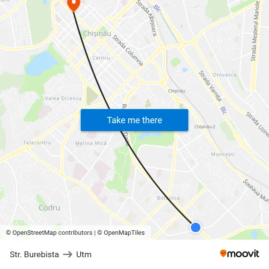 Str. Burebista to Utm map