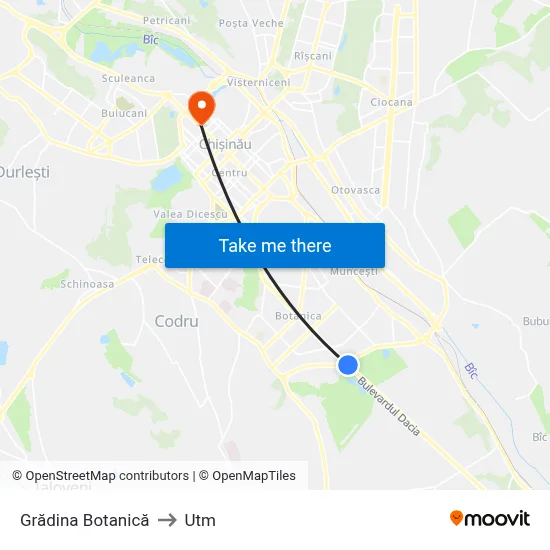 Grădina Botanică to Utm map