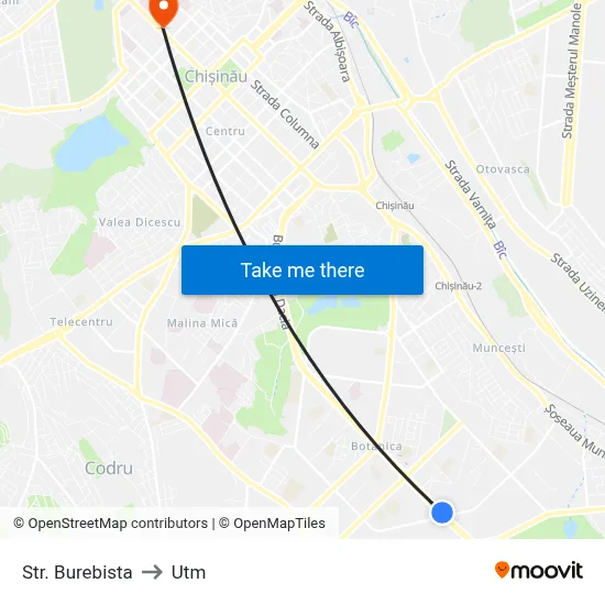 Str. Burebista to Utm map