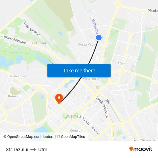 Str. Iazului to Utm map