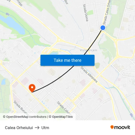 Calea Orheiului to Utm map