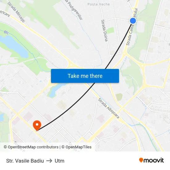 Str. Vasile Badiu to Utm map