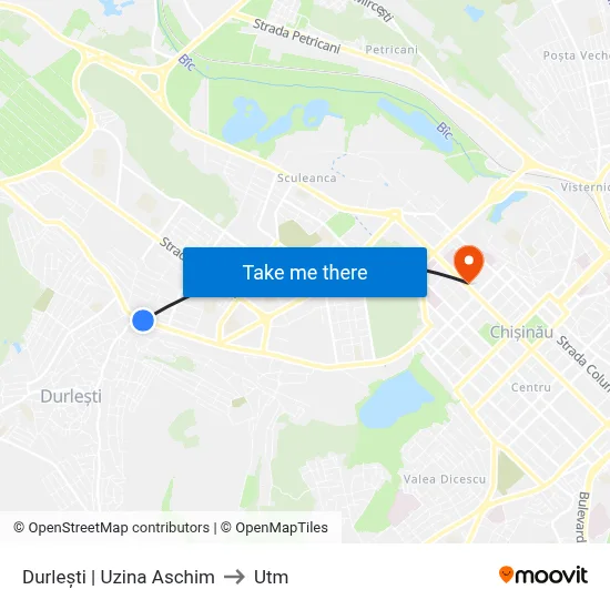 Durlești | Uzina Aschim to Utm map