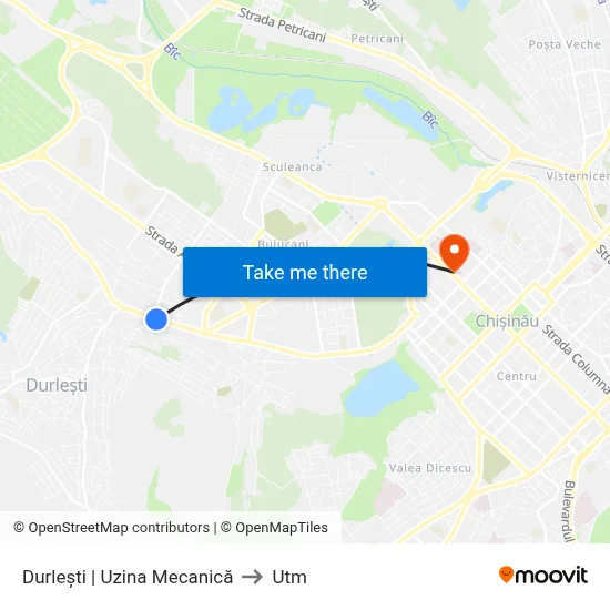 Durlești | Uzina Mecanică to Utm map