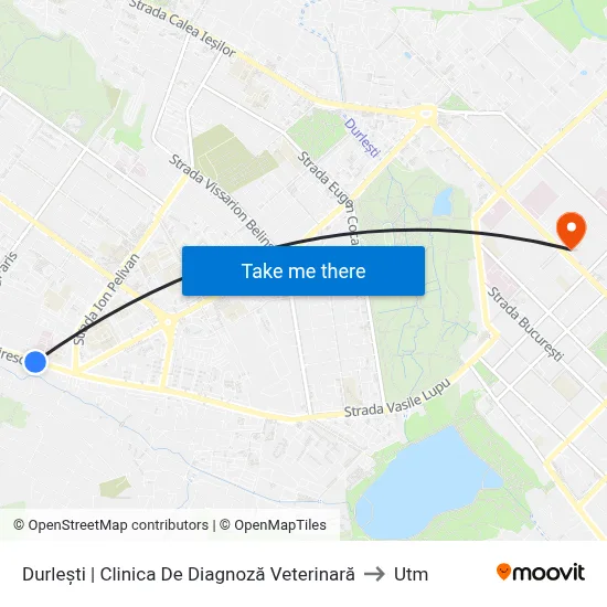 Durlești | Clinica De Diagnoză Veterinară to Utm map