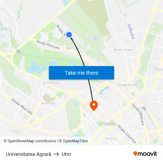 Universitatea Agrară to Utm map