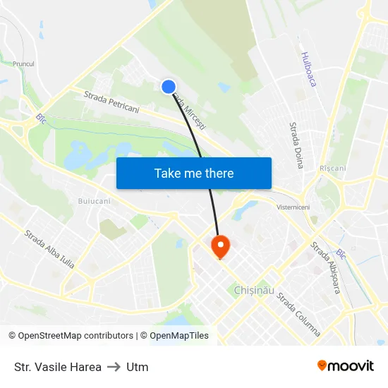 Str. Vasile Harea to Utm map