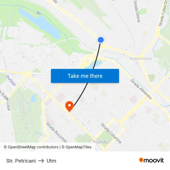 Str. Petricani to Utm map