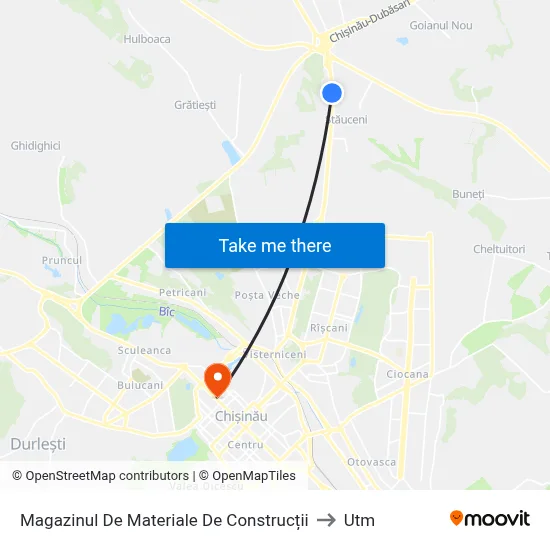 Magazinul De Materiale De Construcții to Utm map