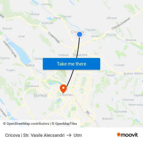 Cricova | Str. Vasile Alecsandri to Utm map