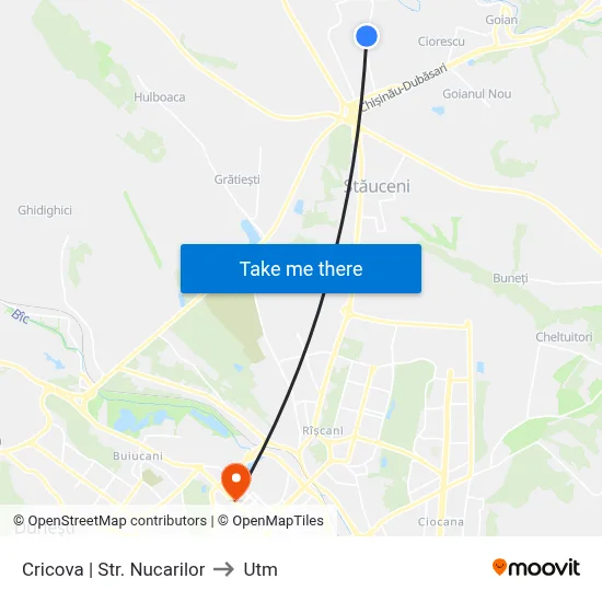 Cricova | Str. Nucarilor to Utm map