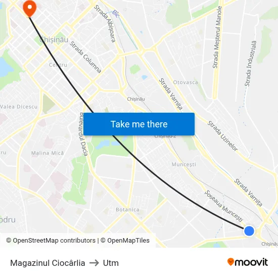 Magazinul Ciocârlia to Utm map